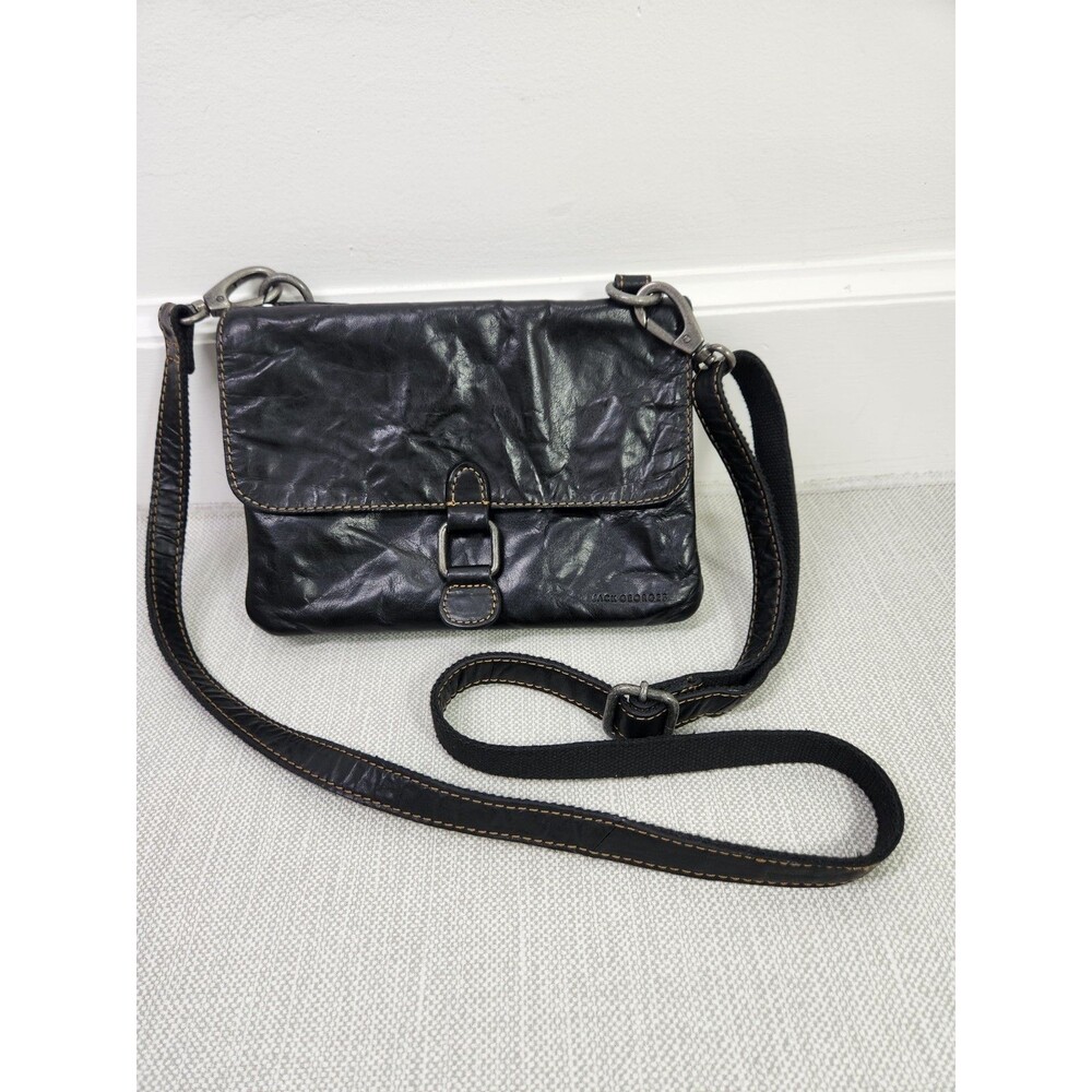 Jack Georges Voyager Wallet on a String Crossbody Black Buffalo Leather Bag